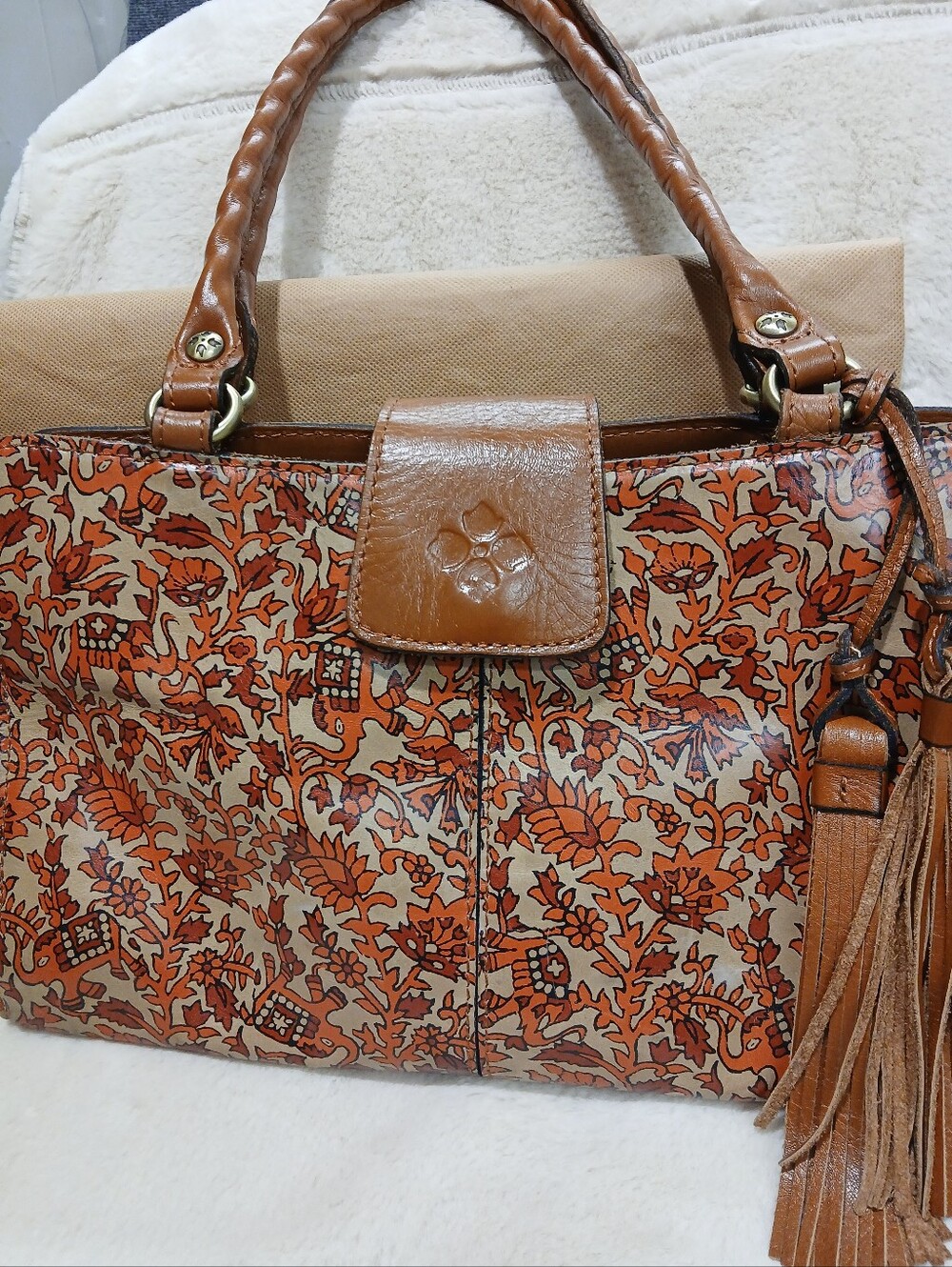 Patrica Nash Poppy Leather Boho India Print Shoulder Bad with Dustbag - Picture 2 of 16